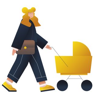 baby walk baby trolley mom woman