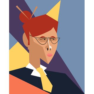 businesswoman glasses tie red hair important