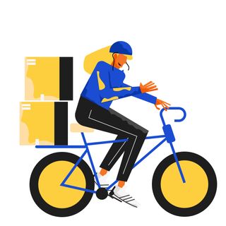 bicycle delivery postwoman purchase package