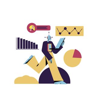 statistics trends economics robot bar chart